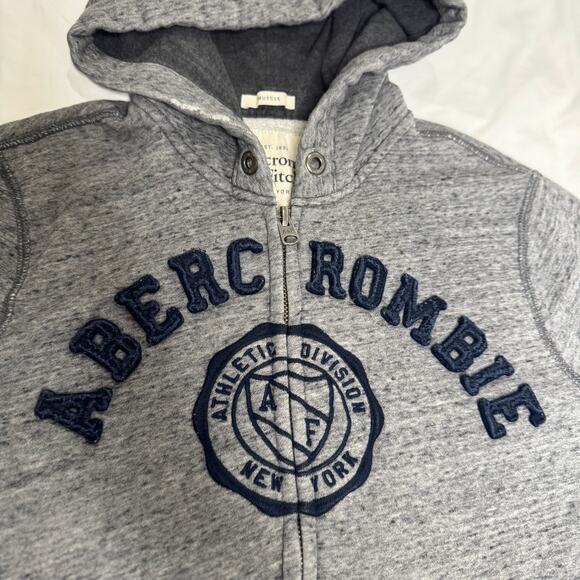 Abercrombie & Fitch VTG Muscle Hoodie Men’s Large Gray Y2K Mallcore Collegiate - Picture 3 of 16